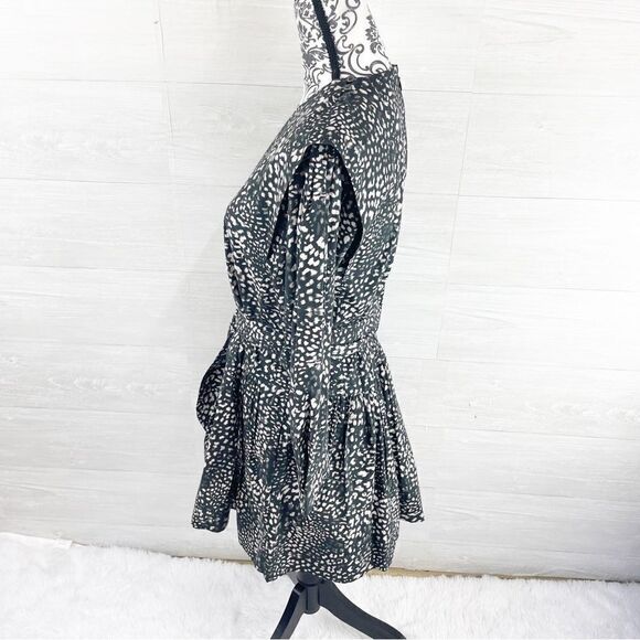 Sea New York Calla Dotted Print Belted Puff Sleeve Fit and Flare Dress - Picture 5 of 8